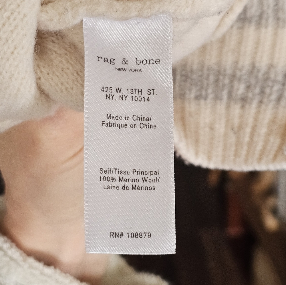 Rag & Bone Jana Sweater Cream and Gray Knit Crew Neck - Picture 8 of 10